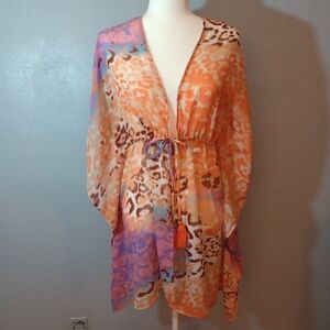Club Z Collection Colorful Animal Print Tie Swimsuit Cover Up